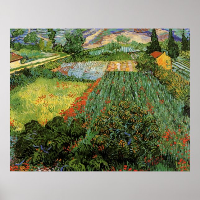 Fält med vallmo av Vincent van Gogh Poster (Framsidan)