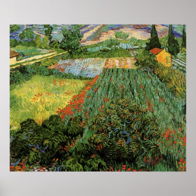 Fält med vallmo av Vincent van Gogh Poster (Framsidan)