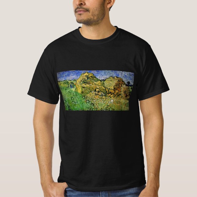 Fält med vete-stackar av Vincent van Gogh T Shirt (Framsida)