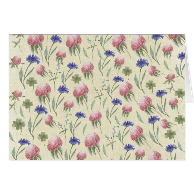 Fält med vilda blommor hälsningskort (Framsidan Horizontal)