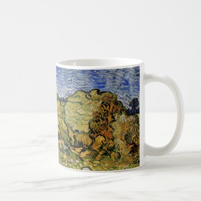 Fält med Wheat Stacks av Vincent van Gogh Kaffemugg (Höger)