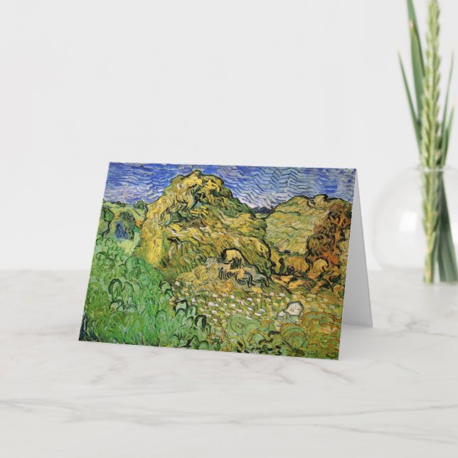Fält med Wheat Stacks av Vincent van Gogh Kort (Framsida)