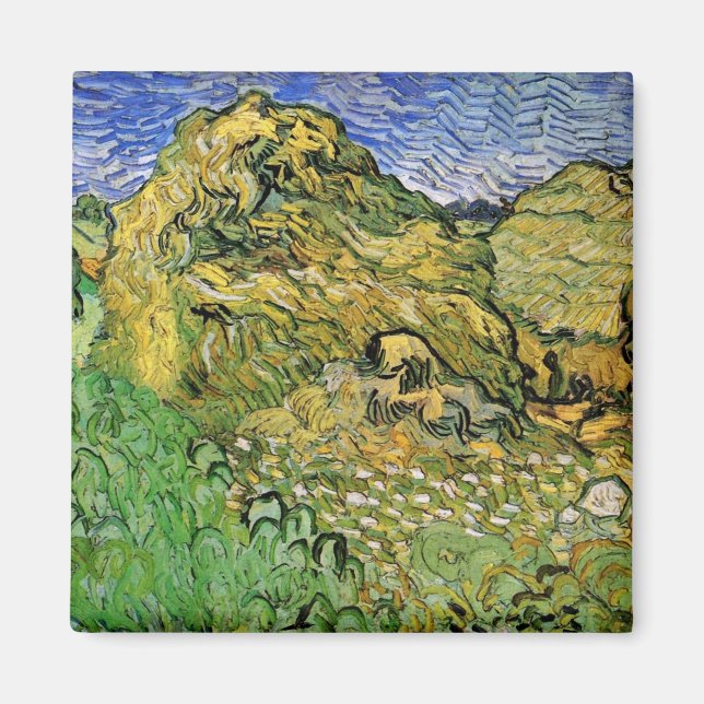 Fält med Wheat Stacks av Vincent van Gogh Magnet (Framsidan)