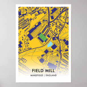 Fält Mill Stadium Karta - Mansfield Town FC:s hem Poster
