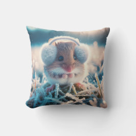 Fält Mouse Wearing Earmun Kudde