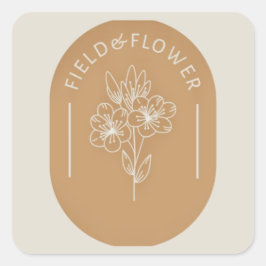 Fält och Flower Sticker Fyrkantigt Klistermärke