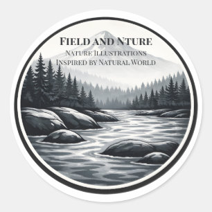 Fält- och Naturlogotyp Rund Klistermärke
