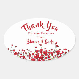 Fält om rödvallmo ovalt klistermärke