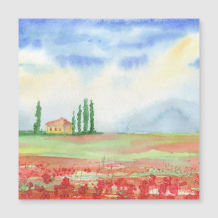 Fält om vallmo i Toscana