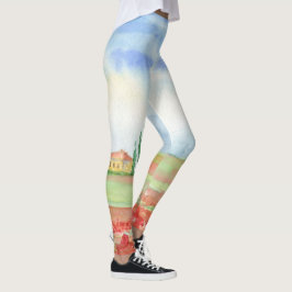 Fält om vallmo i Toscana Leggings