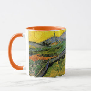 Fält om Vår vete, Soluppgång av Vincent van Gogh Mugg