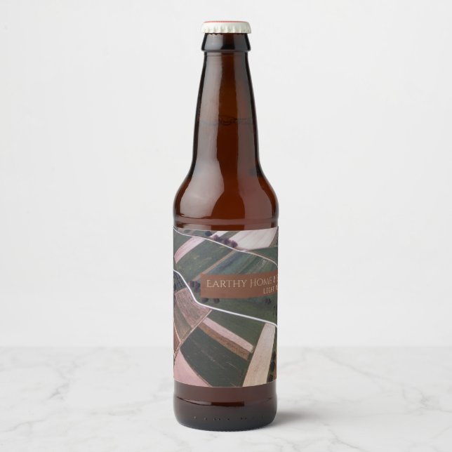 Fält Quiled Ligcape Grönt Earthy Aerial Shot Ölflaska Etikett (Framsida)