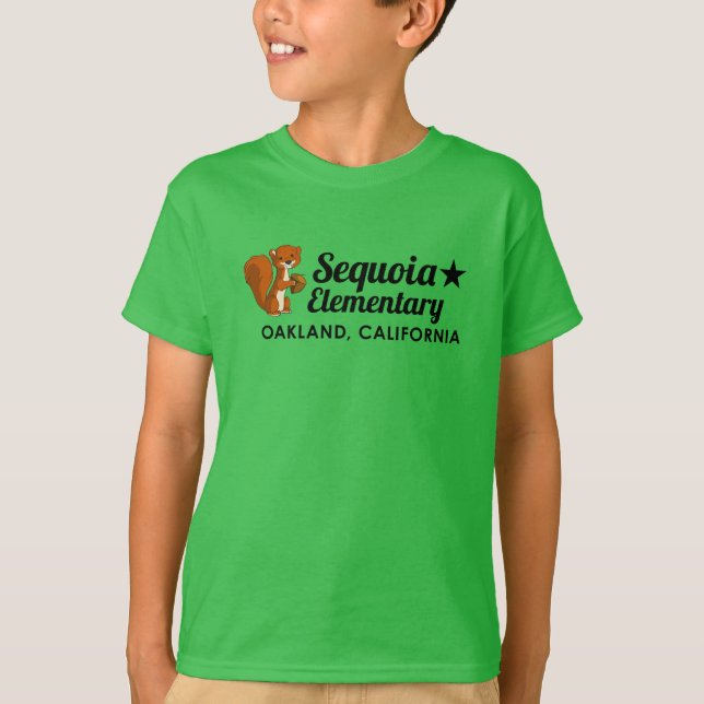 ’Fält Resa’ Grönt Sequoia Kids T Shirt (Framsida)