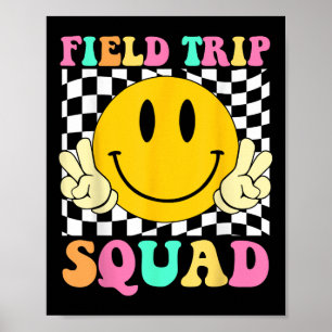 Fält Resa Squad Groovy Fält Day Hippie Smile Fac Poster