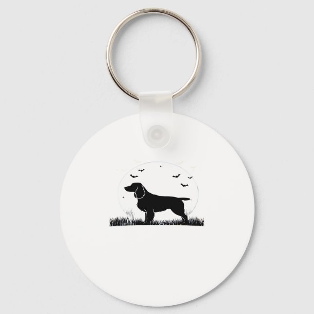 Fält Spanska Hund � Halloween Måne Silhouette Clas Nyckelring (Framsida)