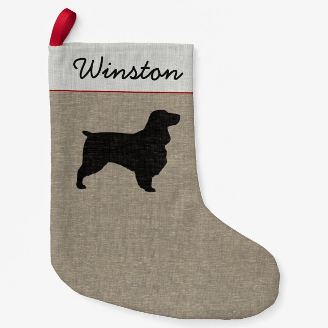 Fält Spanska Hund Silhouette Anpassningsbar Helgda Liten Julstrumpa (Framsidan)