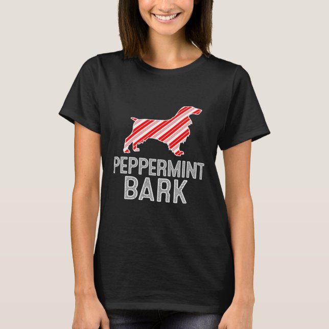 Fält Spanska peppermint Bark jul Hund T Shirt (Framsida)