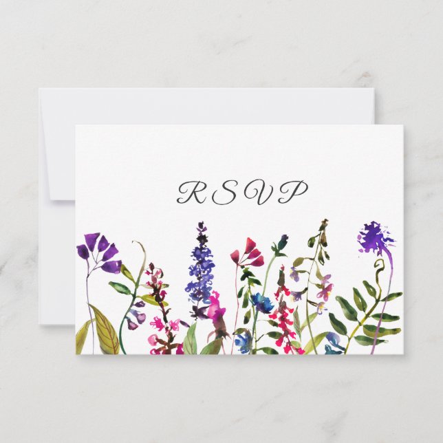 Fält Wildblommor bröllop OSA Kort (Framsida)