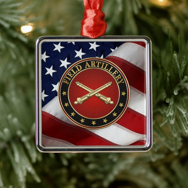 Fältartilleri-grenens insignier specialutgåva julgransprydnad metall (Träd)