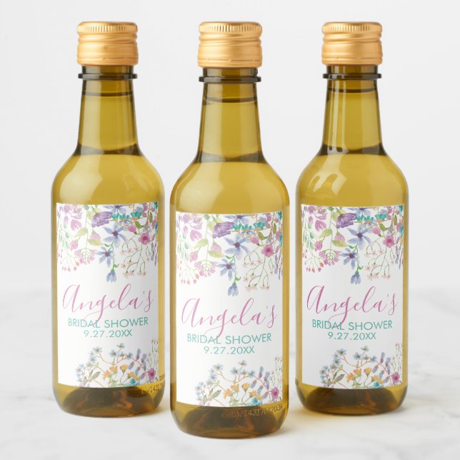 Fältblomma Bröllopsdusch Drycksetikett Vinetikett (Flaskor)