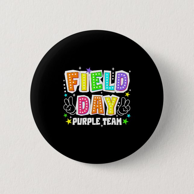 Fältdag lila team retro tävling fred män knapp (Framsida)