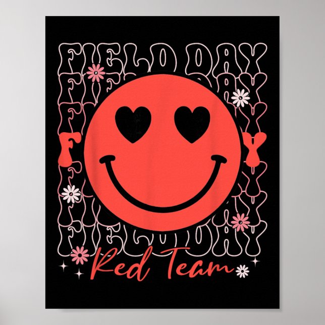 Fältdag Röda Lag Smil Ansikte Fältdag Spel Barn Poster (Framsidan)