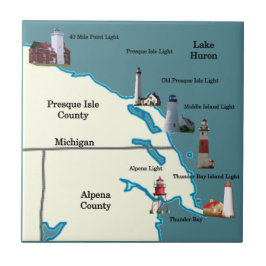 Fältet NortheEastern Lower Michigan Lighthouses Kakelplatta