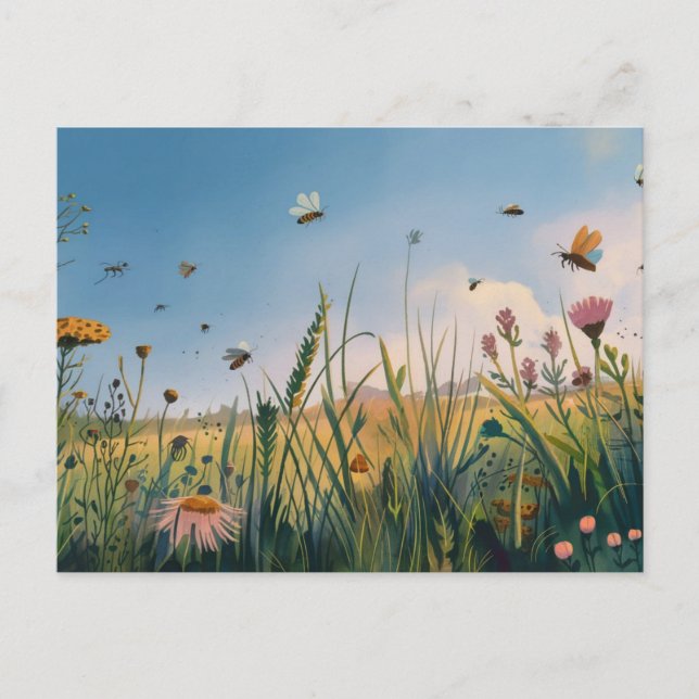 Fältet surrar Målning Postkort Vykort (Framsida)