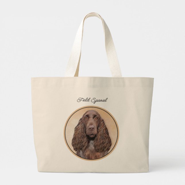 Fältspaniel-målning Roan Söt Original Hundkonst Jumbo Tygkasse (Baksida)