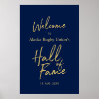 Fame Hall | Välkomstskylt för Guld och marin blå n