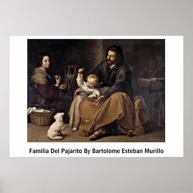 Familia Del Pajarito av Bartolome Esteban Murillo Poster (Framsidan)