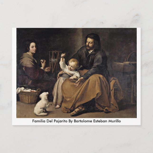 Familia Del Pajarito av Bartolome Esteban Murillo Vykort (Framsida)