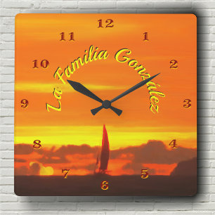 Familia Sailboat Sunset 1300 Fyrkantig Klocka