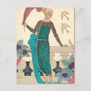 Familiar Doves av George Barbier Vykort
