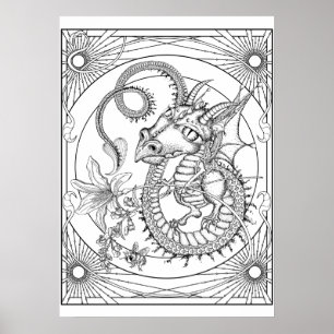 Familiar Dragon: DIY Coloring Poster av Sonja A.S.