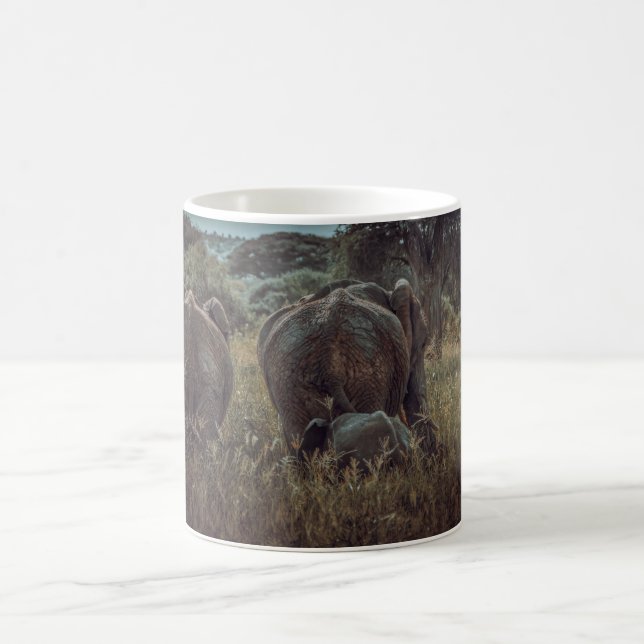 Familie olifant met kalf  kaffemugg (Center)