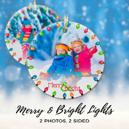 Familj 2 Fotosträng för Ljus Modern jul Julgransprydnad Keramik