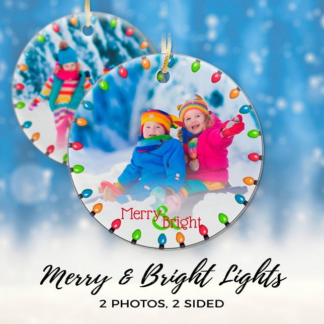 Familj 2 Fotosträng för Ljus Modern jul Julgransprydnad Keramik (Skapare uppladdad)