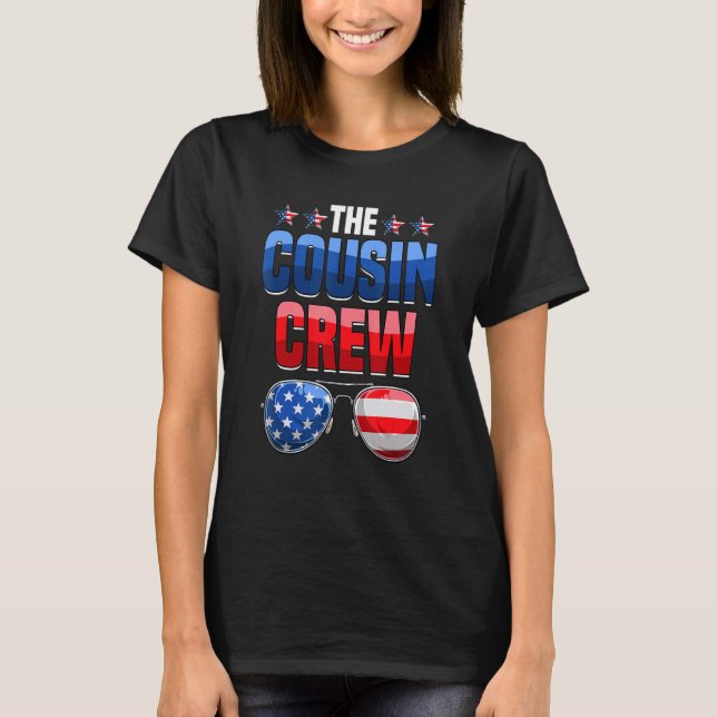 Familj 4:e juli Matching Cousin Crew American T Shirt (Framsida)