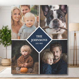 Familj 4 Fotocollage Minnessak Modern Anpassad Fleecefilt