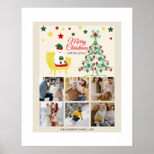 Familj 6 Photo Collage Träd Modern God jul Poster