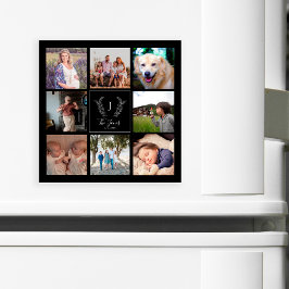 Familj 8 fotokollage monogramnamn minnessak