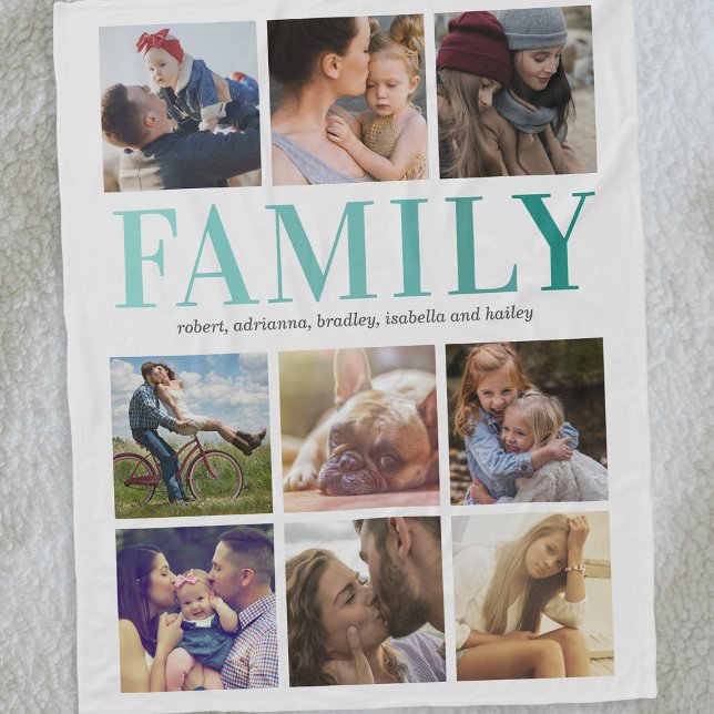 Familj 9-fotosamlingsmall fleecefilt (Skapare uppladdad)