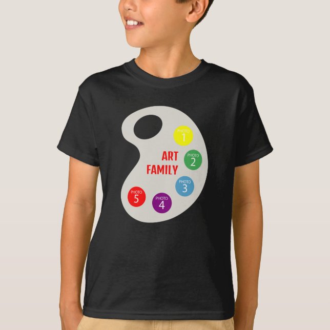 FAMILJ ART - malltext och 5 foton T Shirt (Framsida)