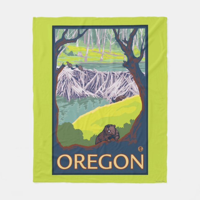 Familj av bäver fleecefilt (Framsidan)