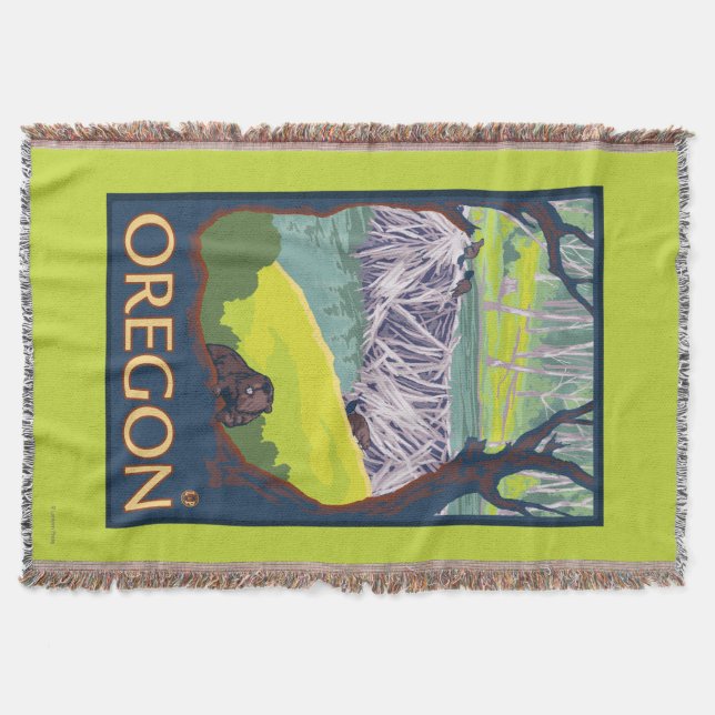 Familj av bäver mysfilt (Framsidan)