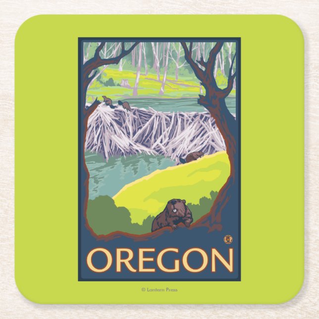 Familj av bäver underlägg papper kvadrat (Framsidan)