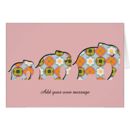 Familj av motiv för blommigt för elefantPapercut Hälsningskort