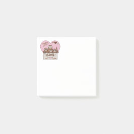 Familj av sengier med kuvert, hjärta och text post-it block