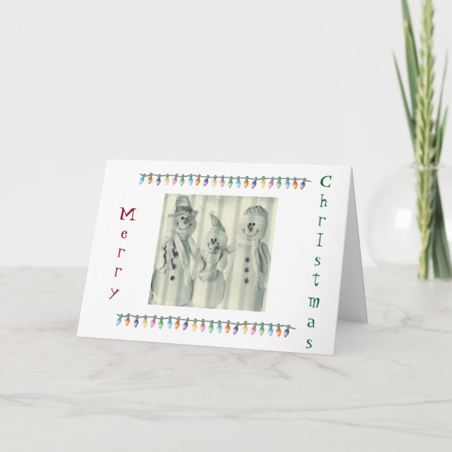 **FAMILJ AV UTE-SNÖGUBBAR** SAY GOD JUL HELGKORT (Framsida)